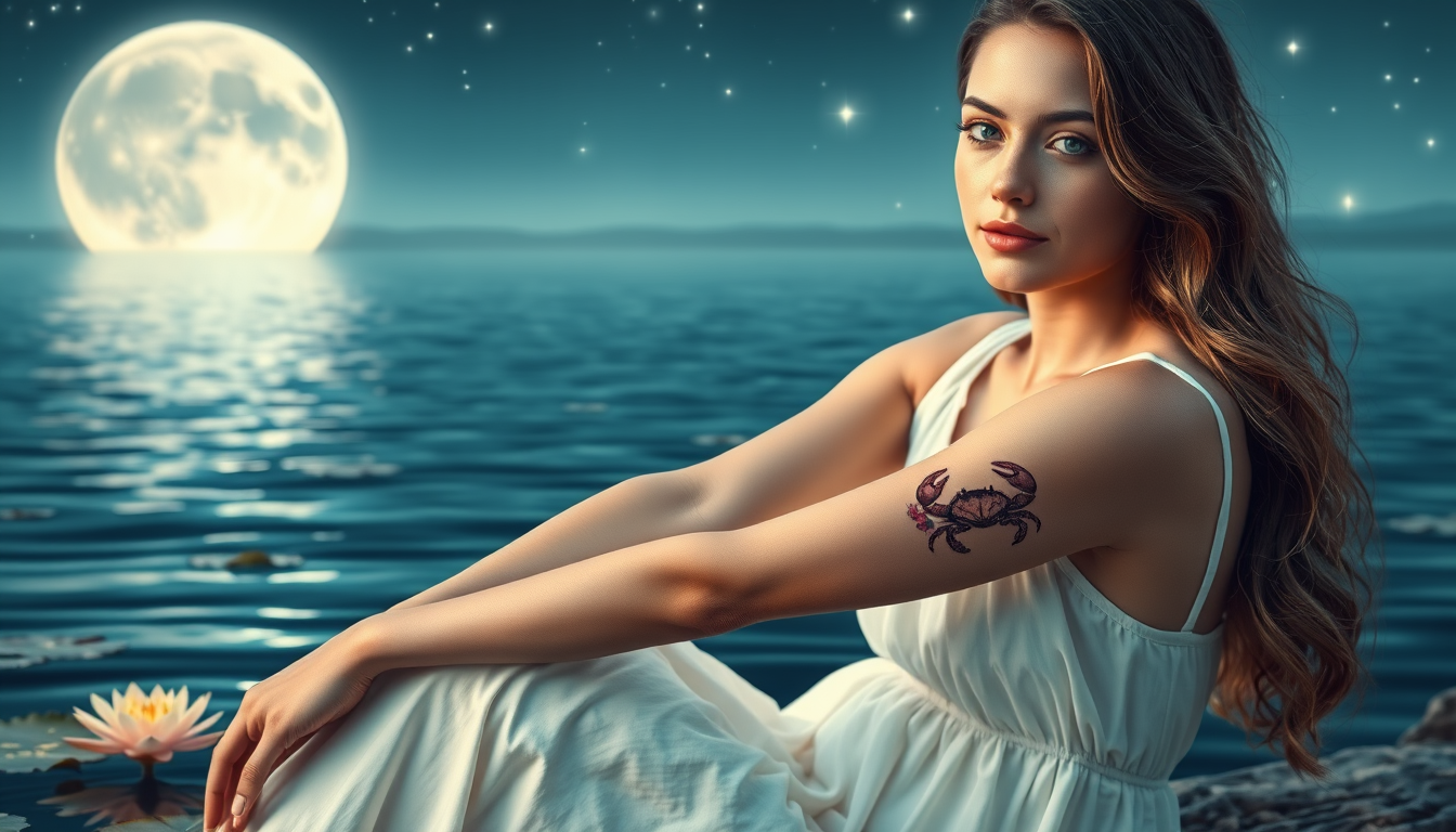 girly cancer zodiac tattoo